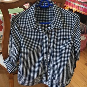 Tommy Hilfiger roll up sleeve gingham blouse, EUC
